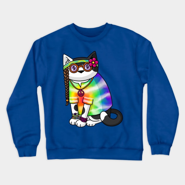 Hippy Cat Crewneck Sweatshirt by Doodlecats 